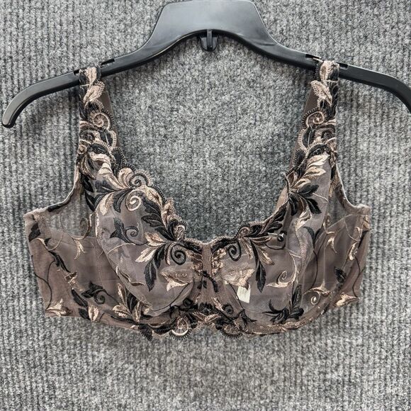 Soma 38DD Bra Sensuous Lace Sheer Underwire Unlined Embroidered Brown Taupe - Picture 1 of 7